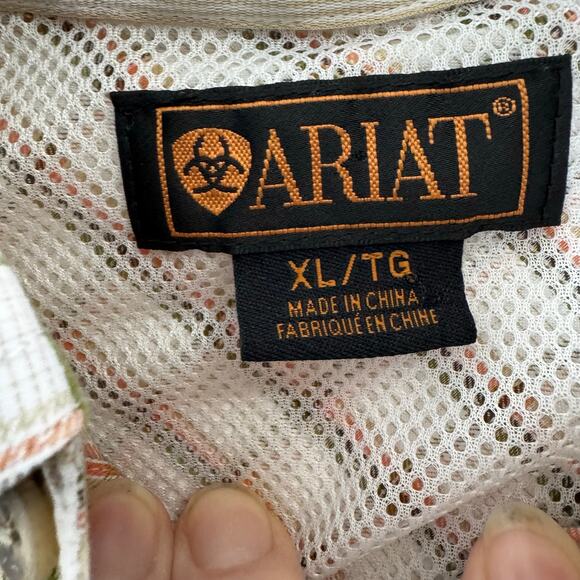 Ariat Button Down Vented Long Sleeve Men’s XL Shirt Checkered Pocket Western - Picture 8 of 16